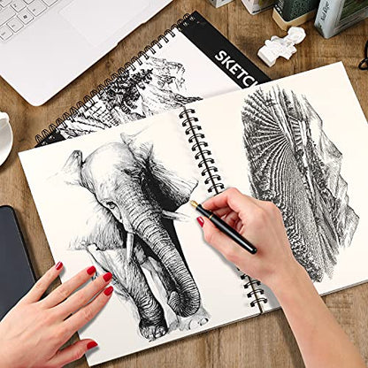Coboll Sketch Book - Hardcover Sketch Pad, 9" x 12", 112-Sheet, 68 lb/110 GSM, Durable Sketchbook Use with Pens, Pencils, Sketching Stick and More, for Professional Kids, Teens, Adults