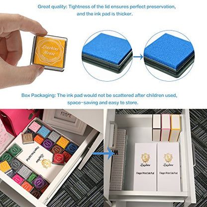 Lsushine Craft Ink Pads, 20 Colors Rainbow Finger Ink Pads for DIY Stamping