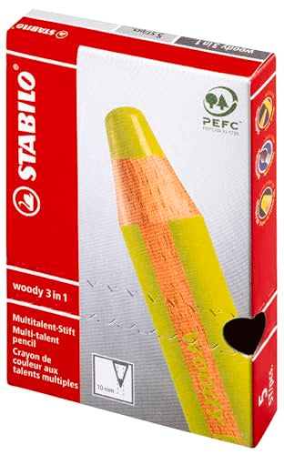STABILO Multi-Talented Pencil woody 3 in 1 - Pack of 5 - Pastel Red - color: Pastel Red