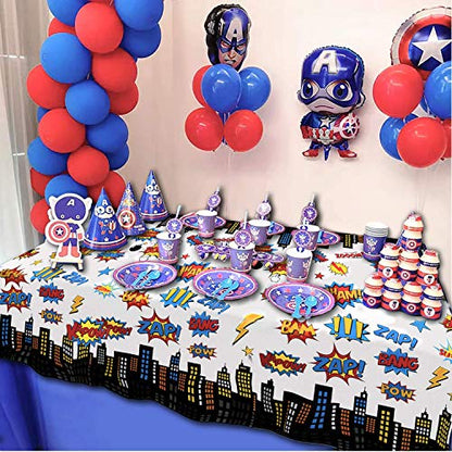 Lcoor 5 Pack Superhero Plastic Table Cover,43" x 71" Superhero Tablecloths Party Supplies Decorations