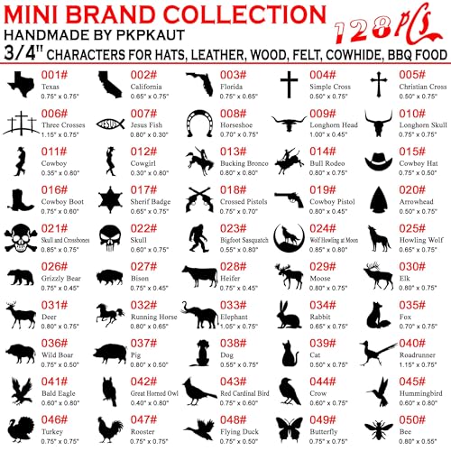 128Pcs 3/4" Custom Branding Iron for Wood, Leather Branding Stamp - size: 128PCS 3/4" Assorted Characters Full Set