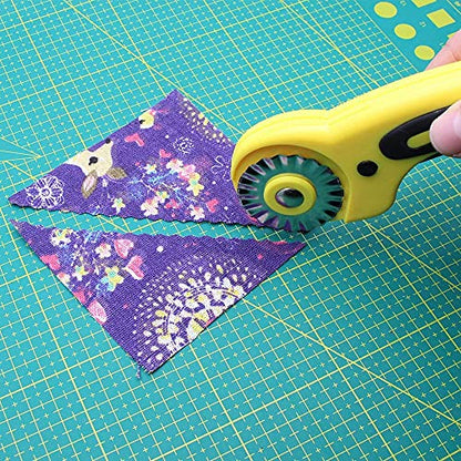 AUTOTOOLHOME 45mm Rotary Cutter for Fabric w/10 Pack Pinking Rotary Blades