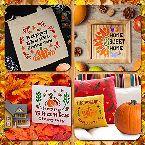 Gersoniel 20 Pcs Fall Thanksgiving Stencils Pumpkin for Crafts Reusable