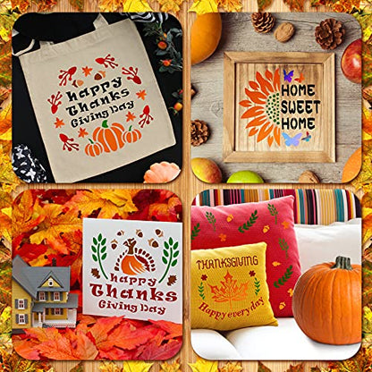 Gersoniel 20 Pcs Fall Thanksgiving Stencils Pumpkin for Crafts Reusable