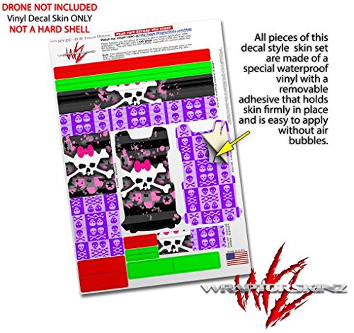 Skin Decal Wrap 2 Pack Compatible with DJI Ryze Tello Pink Bow Skull Drone NOT Included