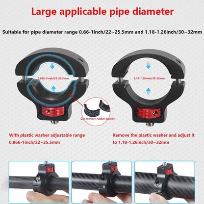 Aluminum Handlebar Mount with 1/4 Screw for GoPro,for Insta 360X5/X4/X3, for DJI Osmo, for Akaso & Fill Light，360° Rotatable Bike & Motorcycle Camera Mount with Side Reinforcement