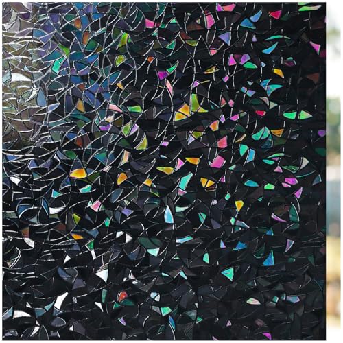 Haton Rainbow Blackout Window Film, Total Light Blocking 17.5" x 78.7" - color: Black, size: 17.5" x 78.7"