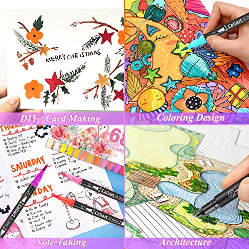 Caliart 176PCS Art Supplies Sketching Kit 34 Double Tip Brush Pens Art Markers