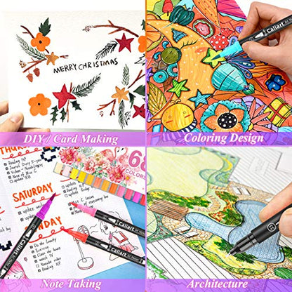 Caliart 176PCS Art Supplies Sketching Kit 34 Double Tip Brush Pens Art Markers