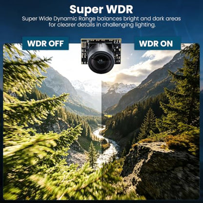 M2 Mini FPV Camera, 0.001Lux Starlight Sensor Camera 1800TVL168° Wide Angle Super WDR PAL NTSC Switchable