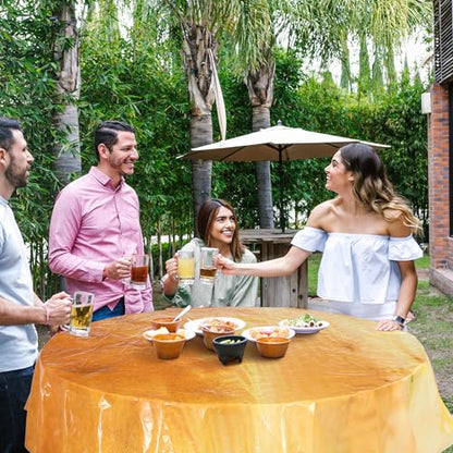 Oudain 54 Inch x 100 ft Desert Sand Tablecloth Roll with Cutter Box - style: Gradient Gold