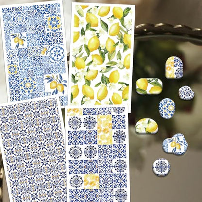 OLYCRAFT 24Pcs 4 Styles Yellow Lemon Clay Transfer Paper for Polymer - style: Lemon Tiles