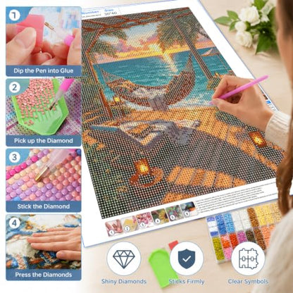 WULINHUAFA Seaside Diamond Painting Kits for Adults 12x16 inch - color: Hammock