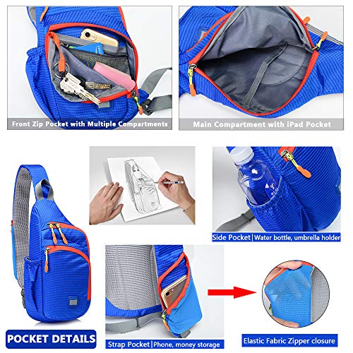 Peicees Small Sling Backpack Waterproof Unisex Shoulder Bag Chest Crossbody Daypack - color: Orange, size: Medium