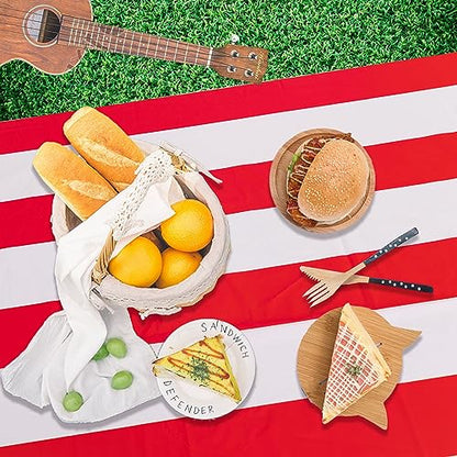 Kesfey Red Striped Tablecloth Carnival Vertical Stripe Table Cover 3 Packs - color: Red Vertical Striped