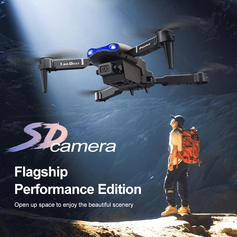 E99 Flagship Performance Edition Drone with 120° Wide-Angle 4K SD Camera, 90° Adjustable Lens, Optical Flow Hovering, App Path Planning, One-Click Take Off/Landing, Ideal for Beginners and Pros