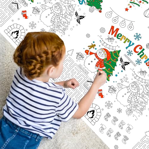 Large Christmas Coloring Tablecloth, 54 x 108 Inches - color: Christmas