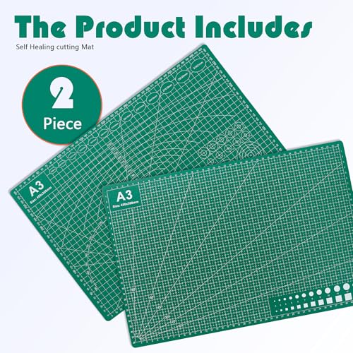 2 Packs A3 Cutting Mats, 12" x 18" Rotary Cutting Mat - size: A3 (2 PCS): 12 inches x 18 inches