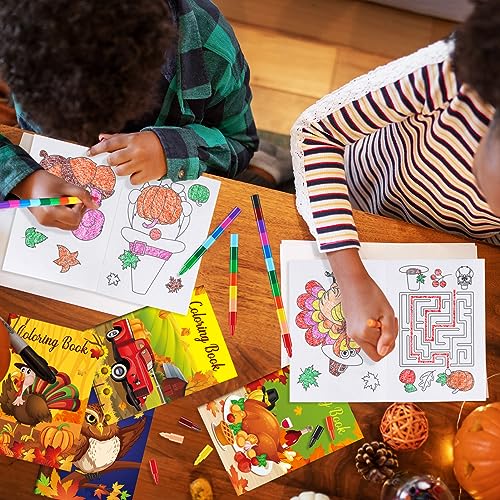 BenLouis 24 Thanksgiving Mini Coloring Books with 24 Crayons for Kids Bulk - style: Thanksgiving