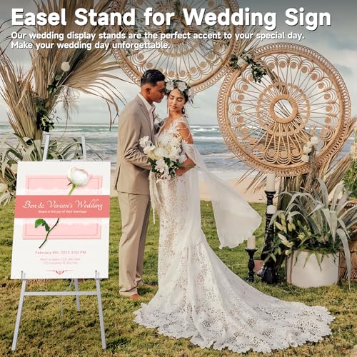 Easel Stand for Sign, Metal Display Easel with Adjustable Chain,Silver - color: Sliver