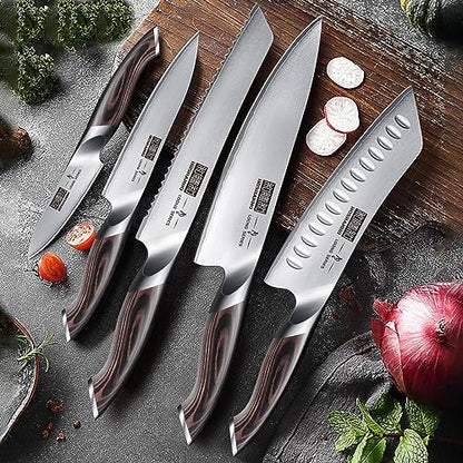 HOSHANHO Knife Set with Magnetic Knife Holder, 6PCS Kitchen Knife Sets - size: 8"