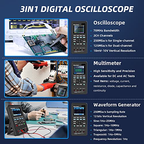 Hantek 2D72 Oscilloscope, 2CH 70MHz with 1CH Waveform Generator Multimeter - style: 2D72 70MHz 2+1CH AWG
