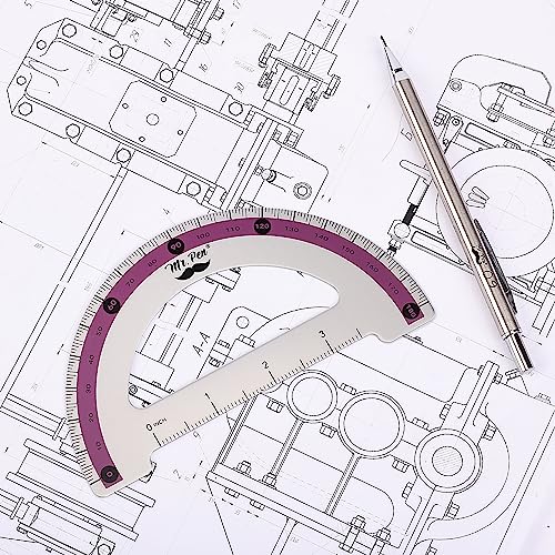 Mr. Pen- Metal Geometry Kit, 4 Pack, 45° & 30°/60° Set Squares - color: Purple Stripes