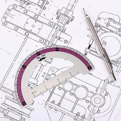 Mr. Pen- Metal Geometry Kit, 4 Pack, 45° & 30°/60° Set Squares - color: Purple Stripes