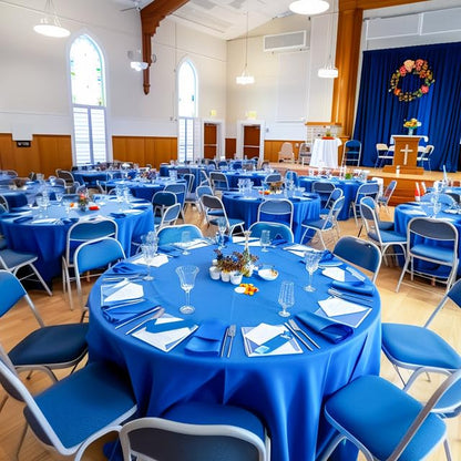 Niuara Blue Plastic Table Cloth Disposable, 4 Pack, 84 in - color: Blue, size: 84" Round - 4 Packs