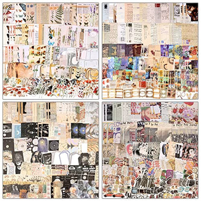 Draupnir 800pcs Vintage Junk Journal Supplies,Scrapbook Supplies Scrapbooking Paper and Stickers Ephemera for Art Aesthetic Journaling Kit Collage - style: Collection