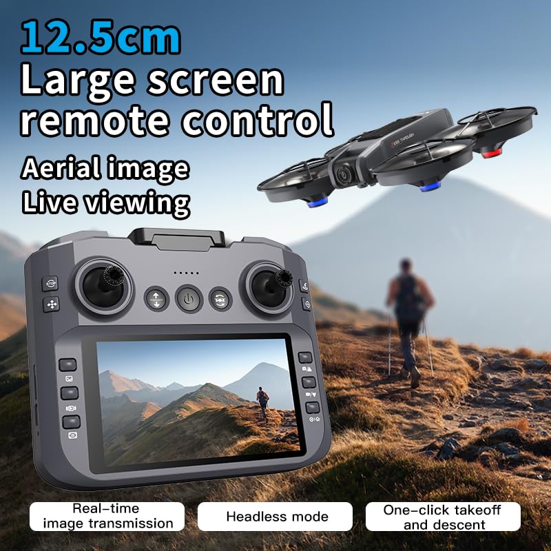 FPV drone equipped with remote controller to support first-person view flight. Built with full propeller protection guard and collision-resistant structure, easy-operation design fits beginners perfectly. Adopts optical flow positioning system and brushle