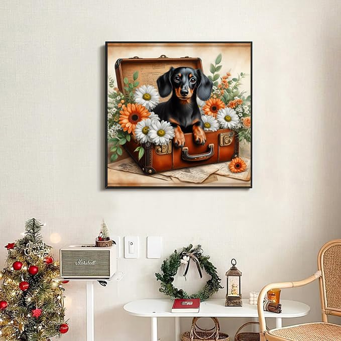 Axquilon Dog Diamond Art Kits for Adults 12x12In - color: Dachshund-1