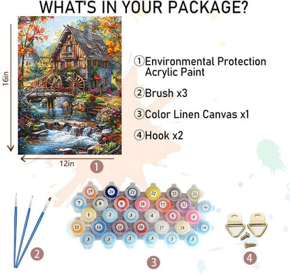 Ekuxom 3 Pack Landscape Paint by Numbers Kit for Adults on Canvas - color: Landscape-3pack