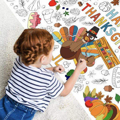 Thanksgiving Coloring Paper Tablecloth, 30 x 72 Inch - color: Thanksgiving