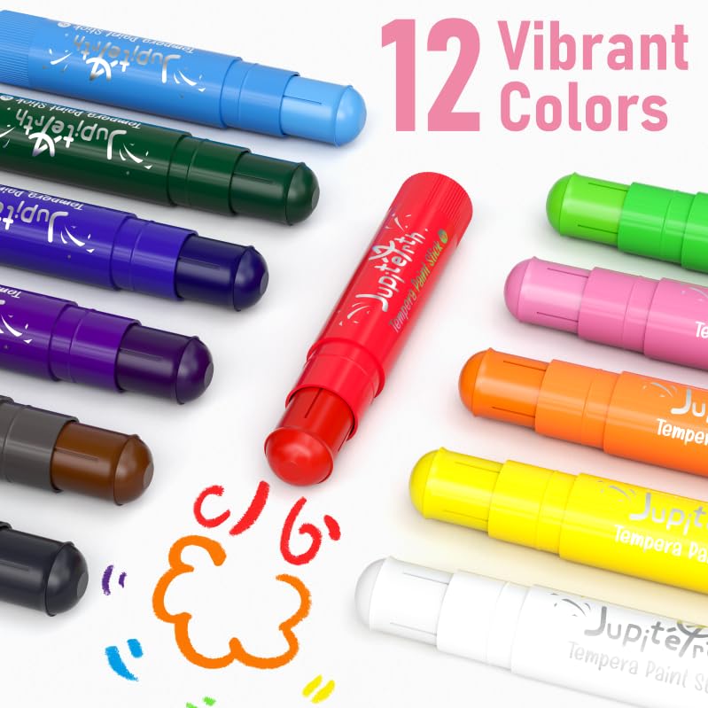 JUPITEARTH Paint Sticks for Kids 12 Colors, Fast-Drying, Smooth - color: 12 Classic Colors