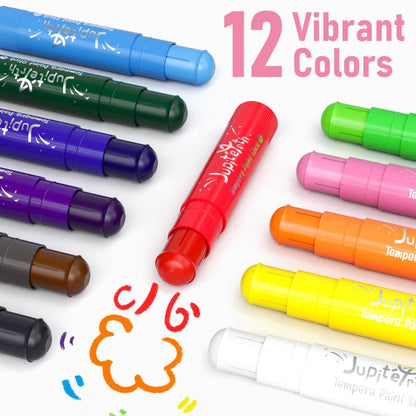 JUPITEARTH Paint Sticks for Kids 12 Colors, Fast-Drying, Smooth - color: 12 Classic Colors