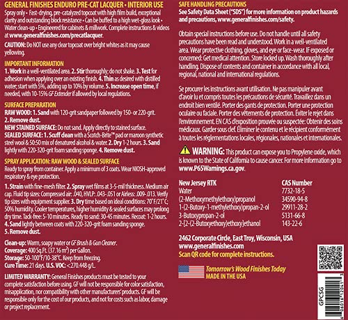 General Finishes Enduro Pre-Cat Lacquer, 1 Gallon, Semi-Gloss - color: Semi-Gloss