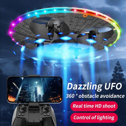 Round Foam UFO Quadcopter with Multi-Color LED Light Effects, RC Drone with Camera for Beginners, Altitude Hold, 360° Flips, 3 Speed Modes, 2 Modular Batteries FPV Drone (Silvery)