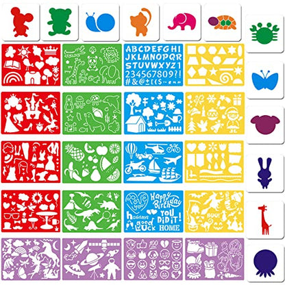 Stencils for Kids, 32 pcs Plastic Drawing Stencils Kits Animals Shape Stencils for Kids Boys Grils Crafts School Art Projects - color: Multi 32PCS
