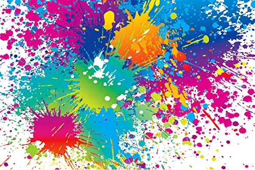 9x6Ft Colorful Splatter Background Abstract Background Paint Splash Backdrop Video Studio Photograph Photo Booth Props Backdrop ME594 - size: 9x6Ft