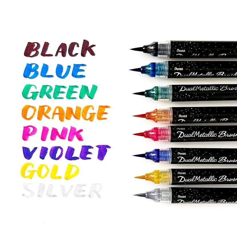 Pentel Arts DualMetallic Brush, Gold Ink - color: Gold, size: 1 Count (Pack of 1)
