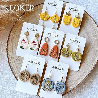 Keoker Pumpkin Polymer Clay Texture Sheets, Clay Texture Mat for Making Earrings Jewerly, Polymer Clay Earrings Tools (Fall Texture Sheet 1-3) - color: Fall texture sheet 1-3