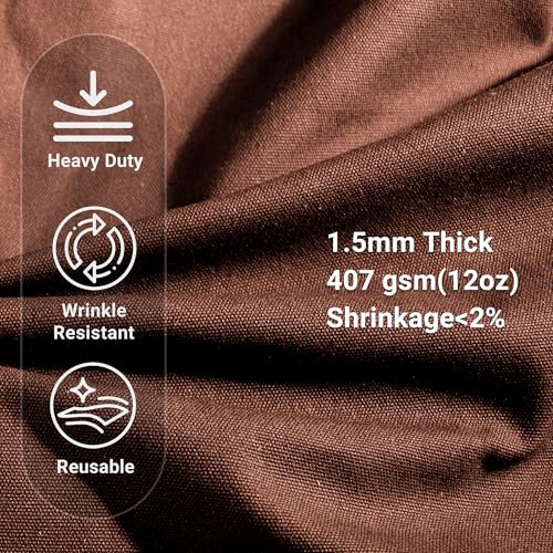 12oz Heavy Duty Cotton Canvas Fabric, Thickend Cotton Duck Cloth, 1 Yard - color: Brown, size: 1 Yard Pre-cut