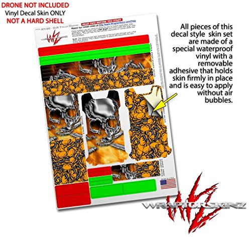 Skin Decal Wrap 2 Pack Compatible with DJI Ryze Tello Chrome Skull on Fire Drone NOT Included