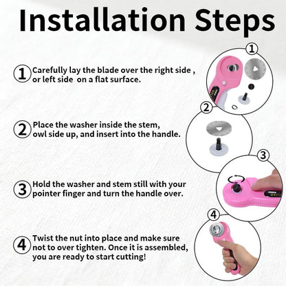 Rotary Cutter for Fabric, 45mm and 28mm Rotary Cutters Kit with 10 Blades - color: Pink