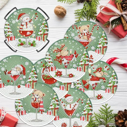 HHMATITS 8 Pcs Christmas Diamond Art Coasters Kit, Diamond Art Coasters - color: Christmas-1