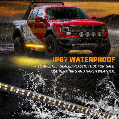 XRIDONSEN 2PCS 60 inch Running Board Strobe Lights Amber Warning Lights - color: Amber