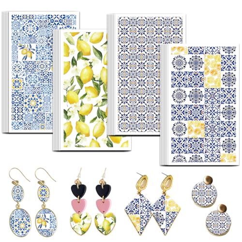 OLYCRAFT 24Pcs 4 Styles Yellow Lemon Clay Transfer Paper for Polymer - style: Lemon Tiles