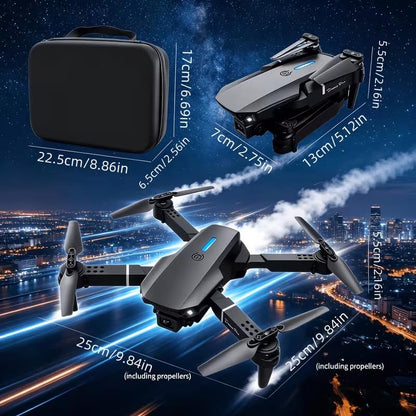 E88 Drone Adult Remote Control Airplane HD Dual Camera Black 1/2 Battery