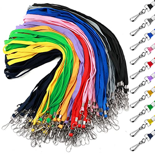 koorito 50Pcs Color Lanyards Flat Lanyards for ID Badges Assorted Colors